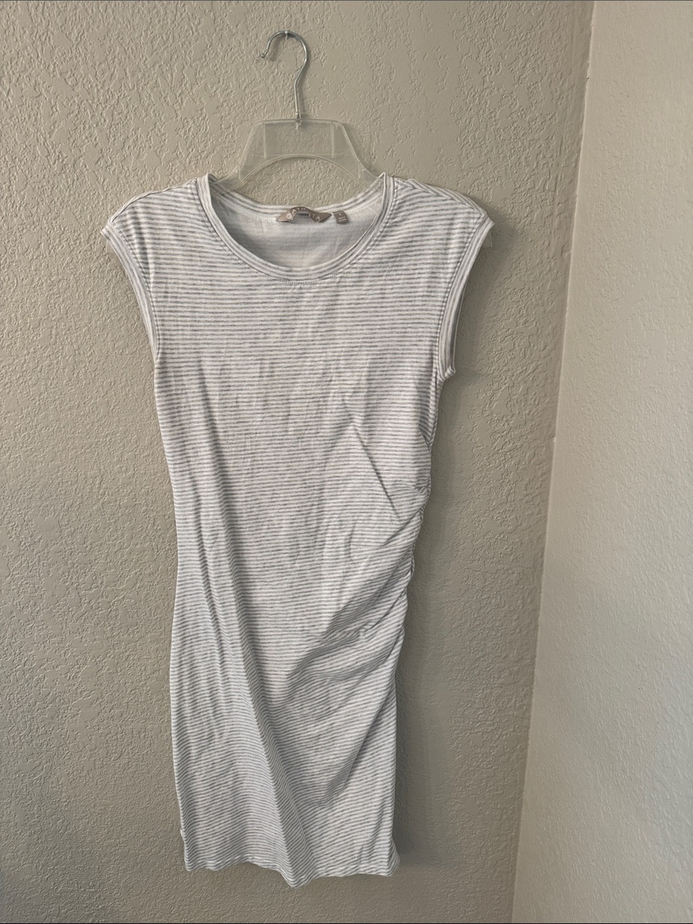 Athleta White & Light Gray Striped Tank Dress